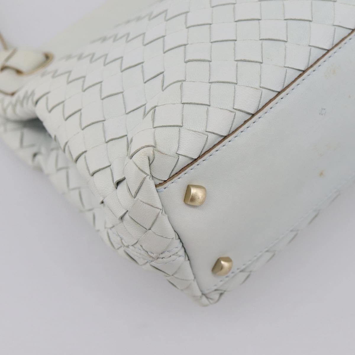 BOTTEGA VENETA INTRECCIATO Shoulder Bag Leather Light Blue Gold Auth ka6365