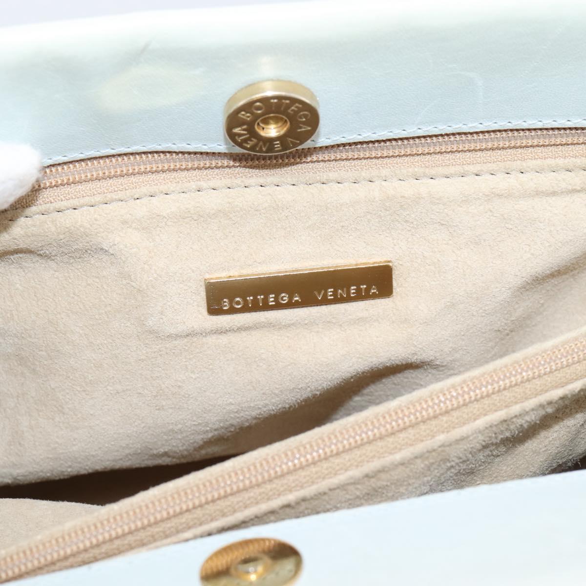BOTTEGA VENETA INTRECCIATO Shoulder Bag Leather Light Blue Gold Auth ka6365