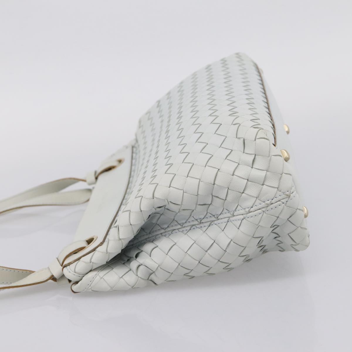 BOTTEGA VENETA INTRECCIATO Shoulder Bag Leather Light Blue Gold Auth ka6365
