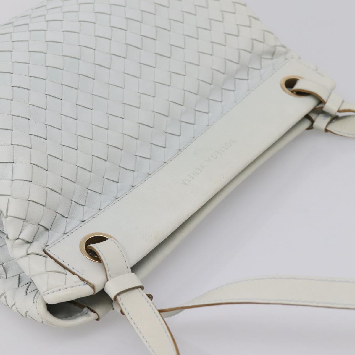BOTTEGA VENETA INTRECCIATO Shoulder Bag Leather Light Blue Gold Auth ka6365