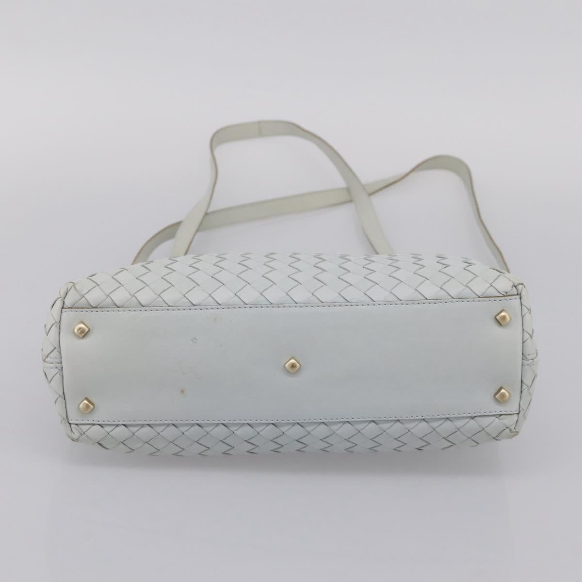 BOTTEGA VENETA INTRECCIATO Shoulder Bag Leather Light Blue Gold Auth ka6365