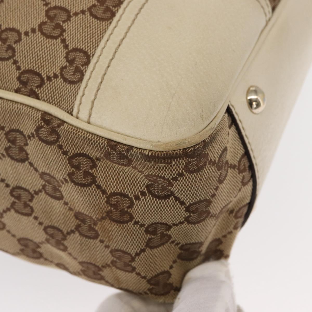 GUCCI GG Canvas Web Sherry Line Pretty Tote Bag Beige Gold 163805 Auth ka637