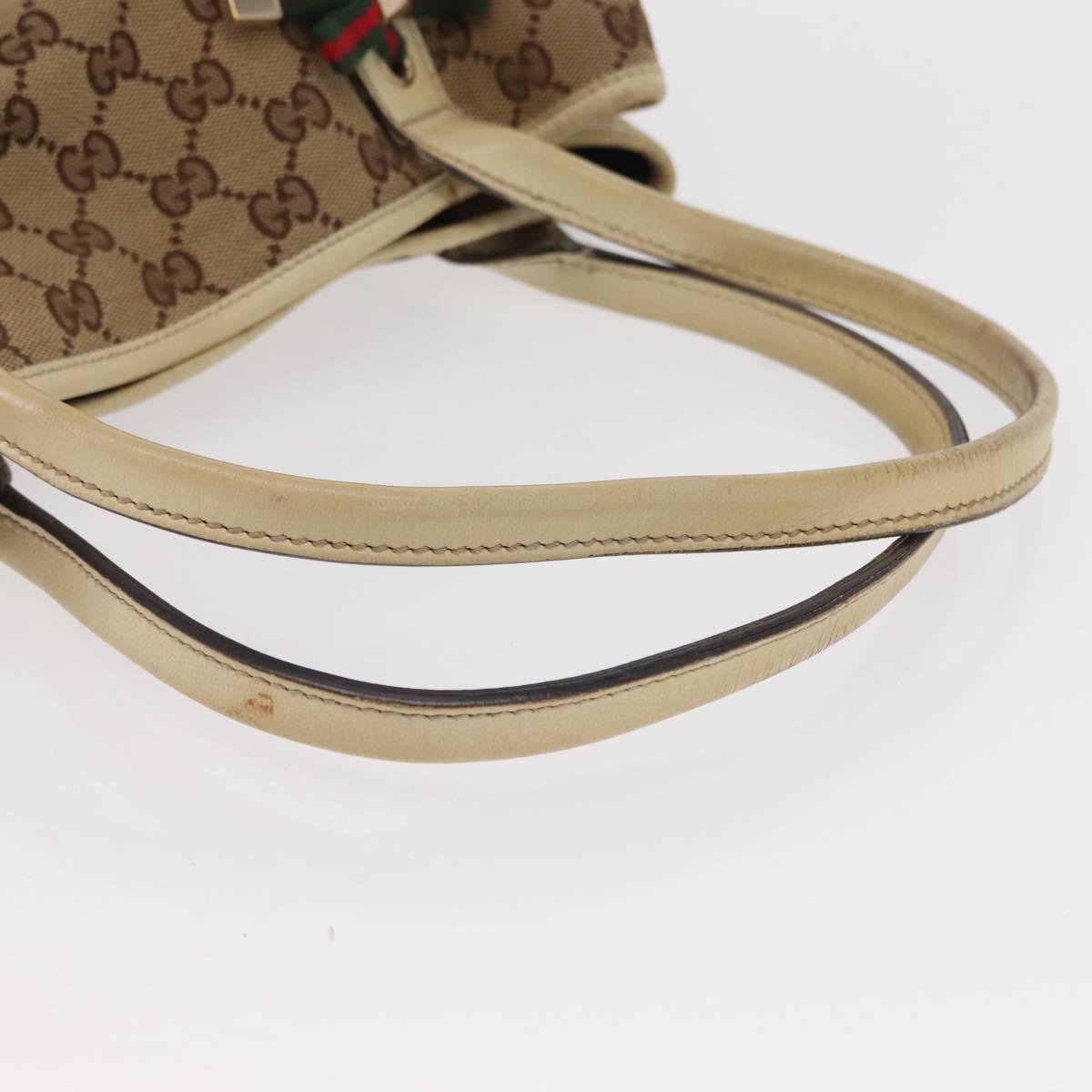 GUCCI GG Canvas Web Sherry Line Pretty Tote Bag Beige Gold 163805 Auth ka637