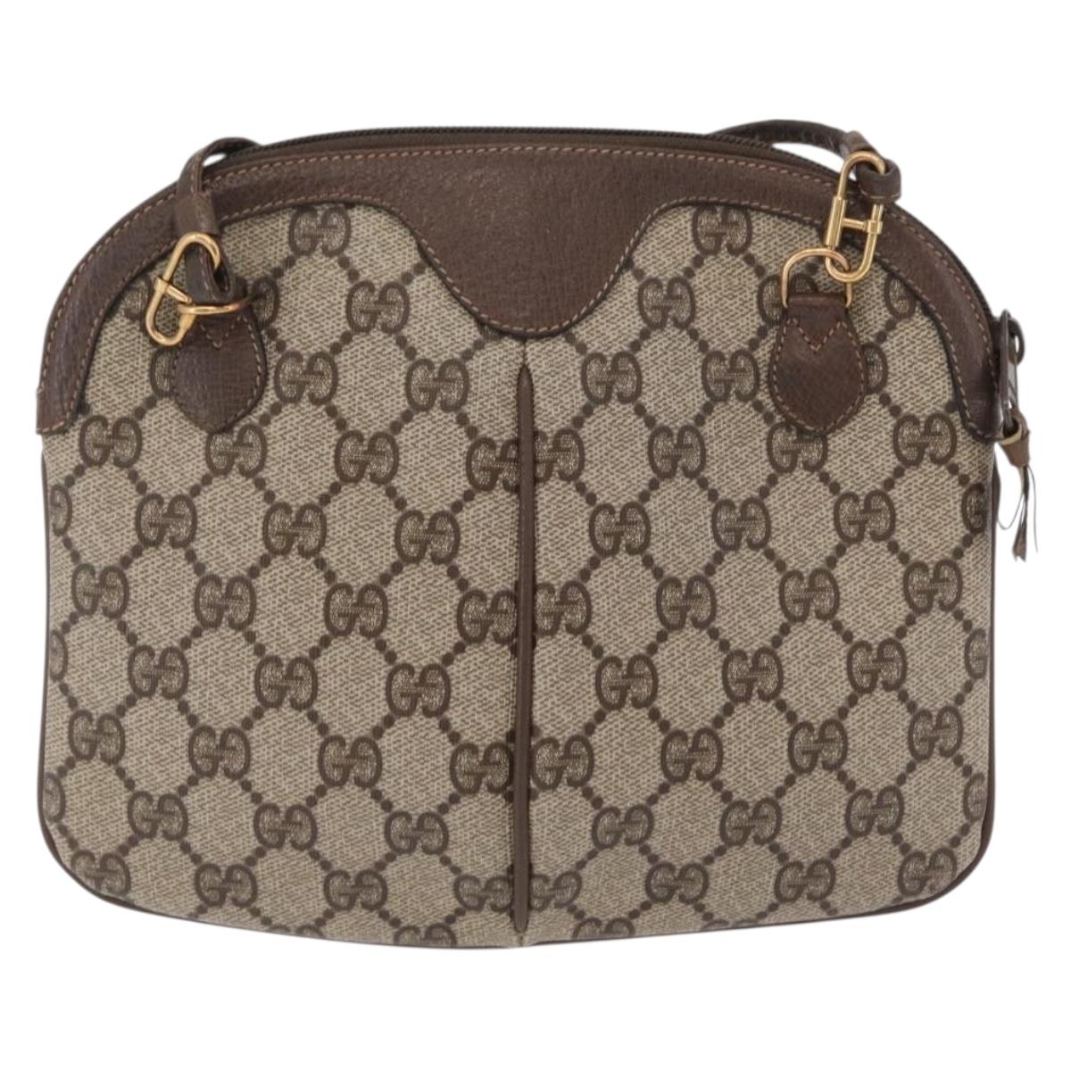 GUCCI GG Supreme Web Sherry Line Bag PVC Beige Gold 904 02 047 Auth ka6370