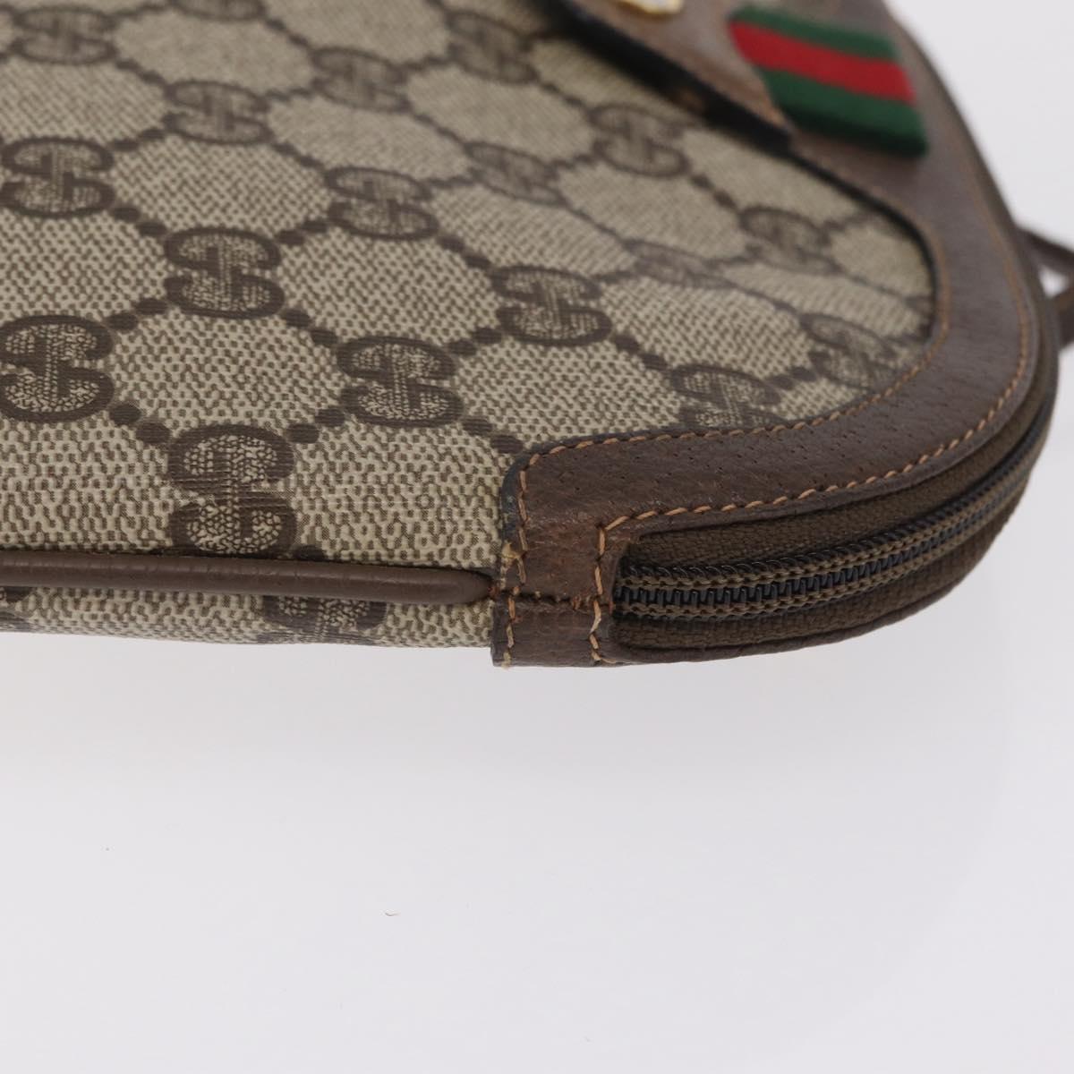 GUCCI GG Supreme Web Sherry Line Bag PVC Beige Gold 904 02 047 Auth ka6370