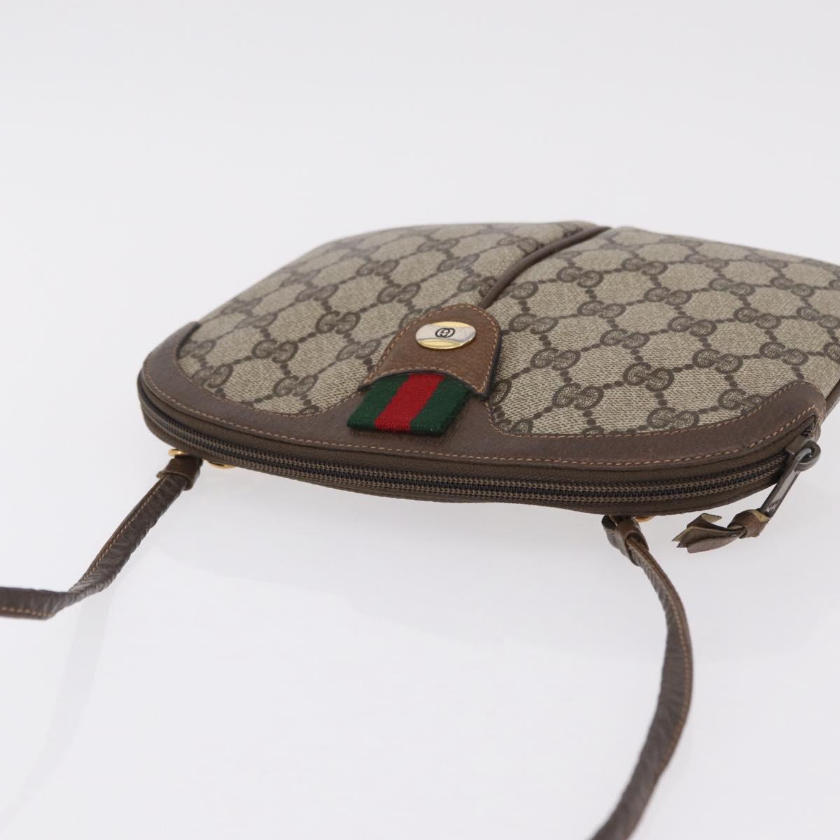 GUCCI GG Supreme Web Sherry Line Bag PVC Beige Gold 904 02 047 Auth ka6370