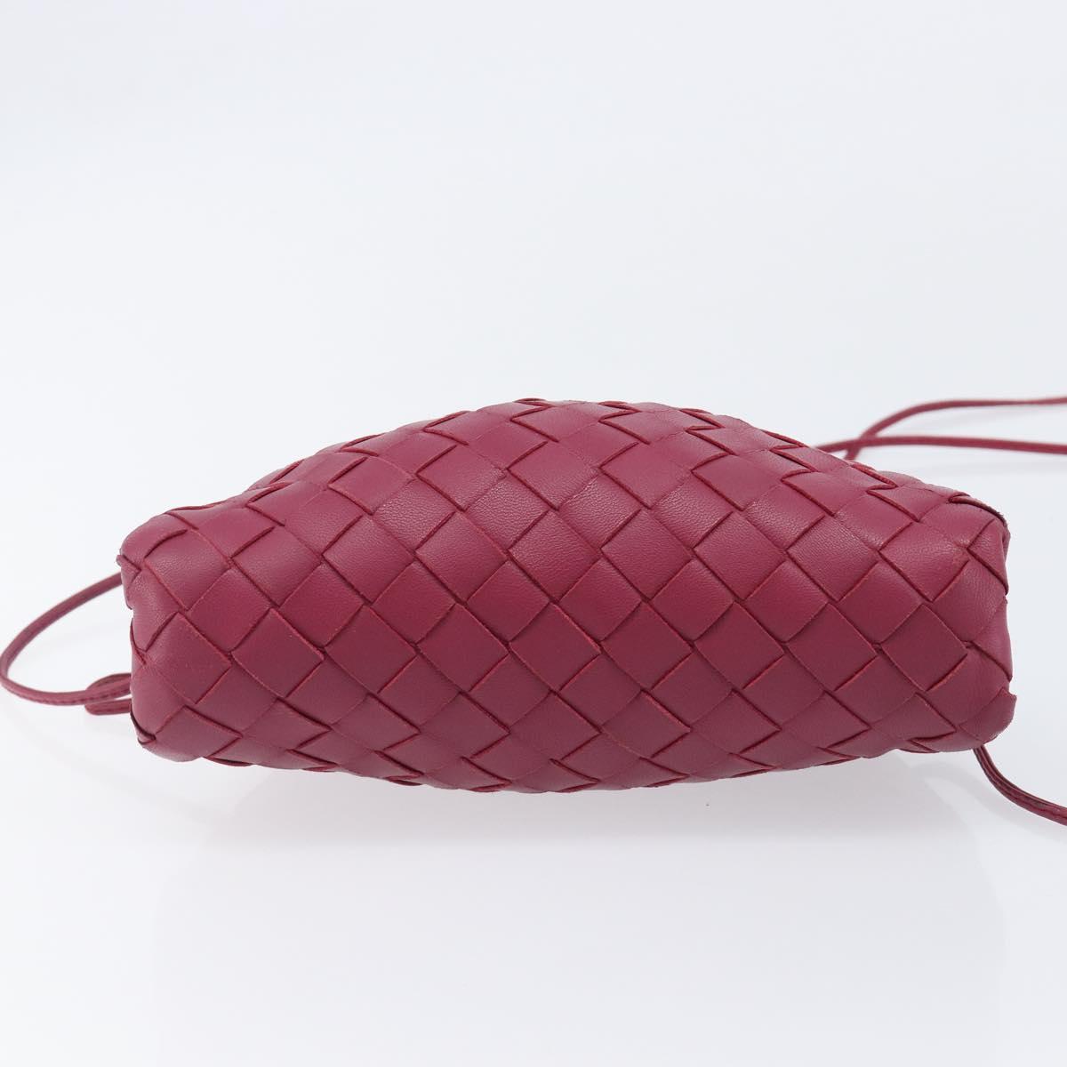 BOTTEGA VENETA INTRECCIATO Shoulder Bag Leather Bordeaux Gold Auth ka6373V