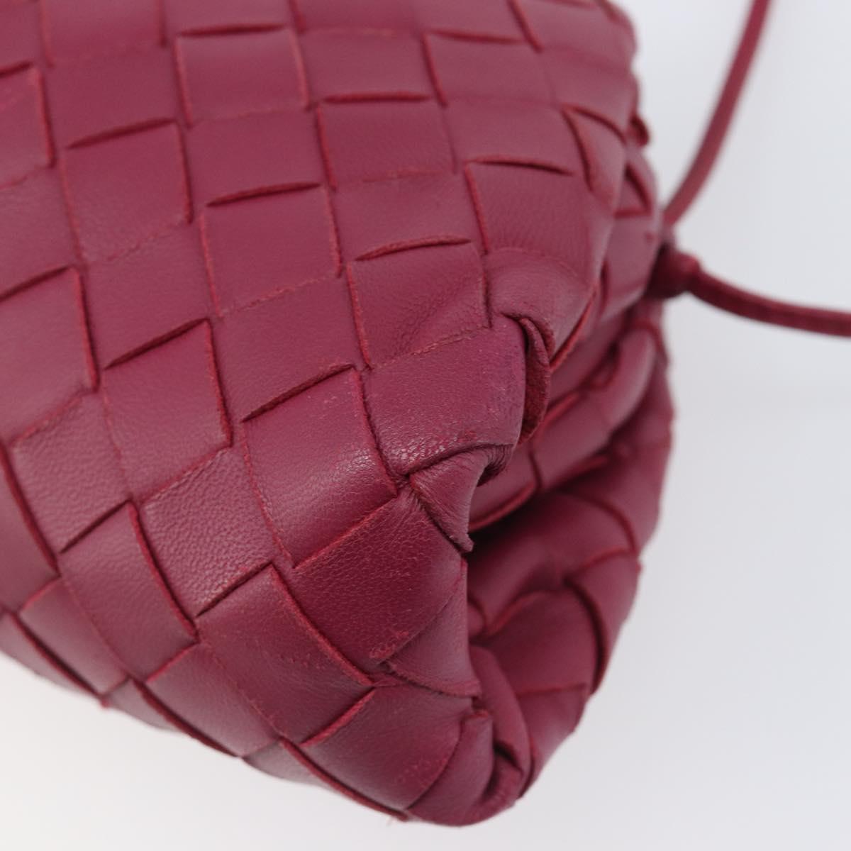 BOTTEGA VENETA INTRECCIATO Shoulder Bag Leather Bordeaux Gold Auth ka6373V
