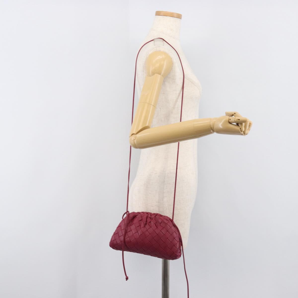 BOTTEGA VENETA INTRECCIATO Shoulder Bag Leather Bordeaux Gold Auth ka6373V