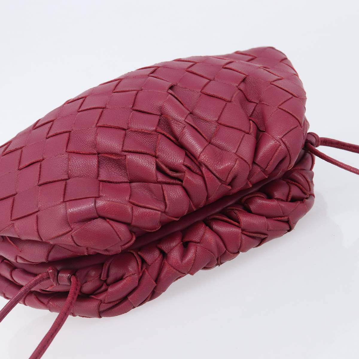 BOTTEGA VENETA INTRECCIATO Shoulder Bag Leather Bordeaux Gold Auth ka6373V