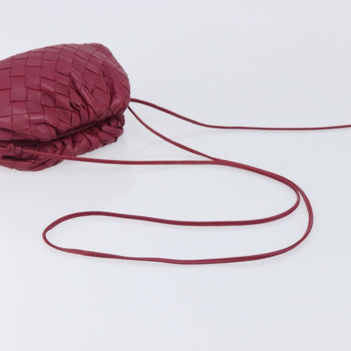 BOTTEGA VENETA INTRECCIATO Shoulder Bag Leather Bordeaux Gold Auth ka6373V