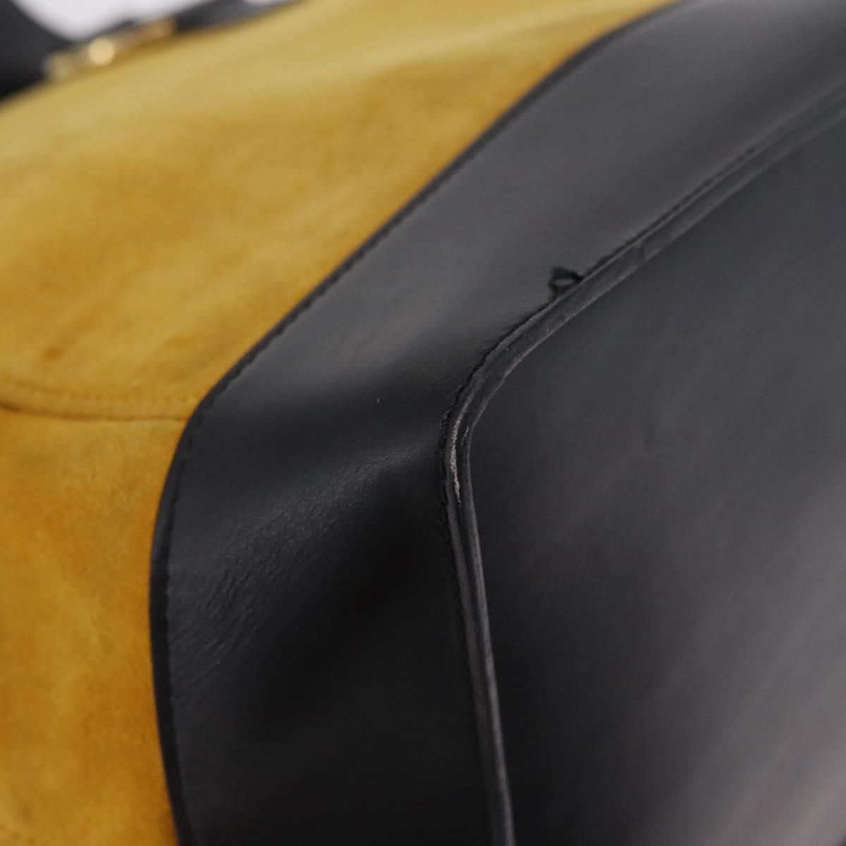CELINE Tote Bag Suede Yellow Gold Auth ka6374