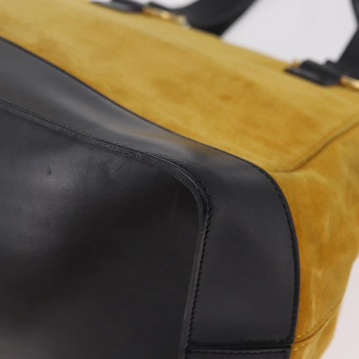 CELINE Tote Bag Suede Yellow Gold Auth ka6374