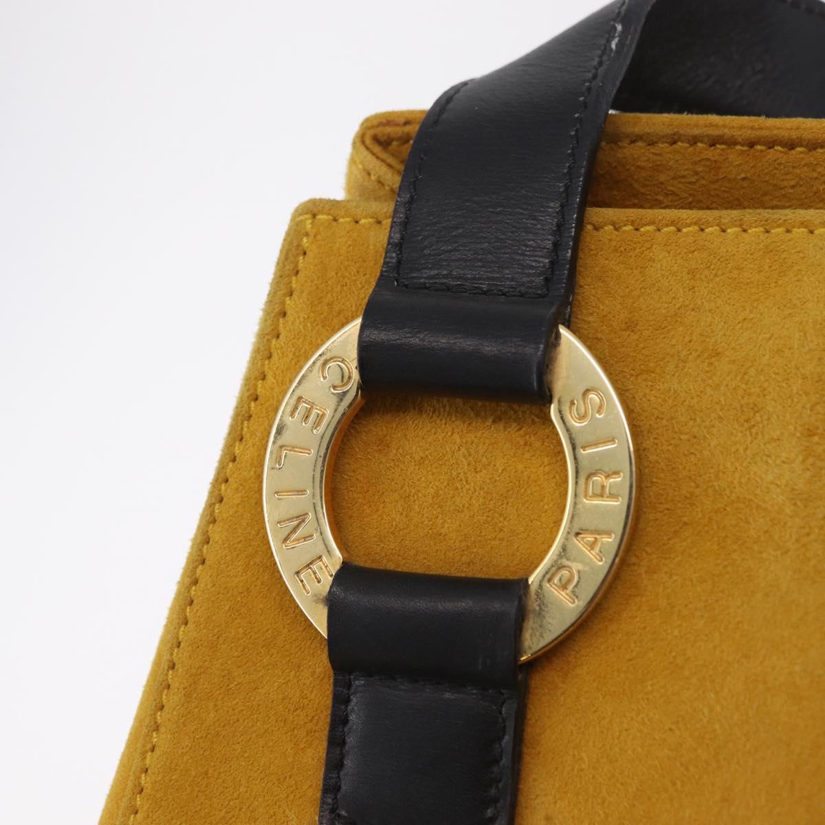 CELINE Tote Bag Suede Yellow Gold Auth ka6374
