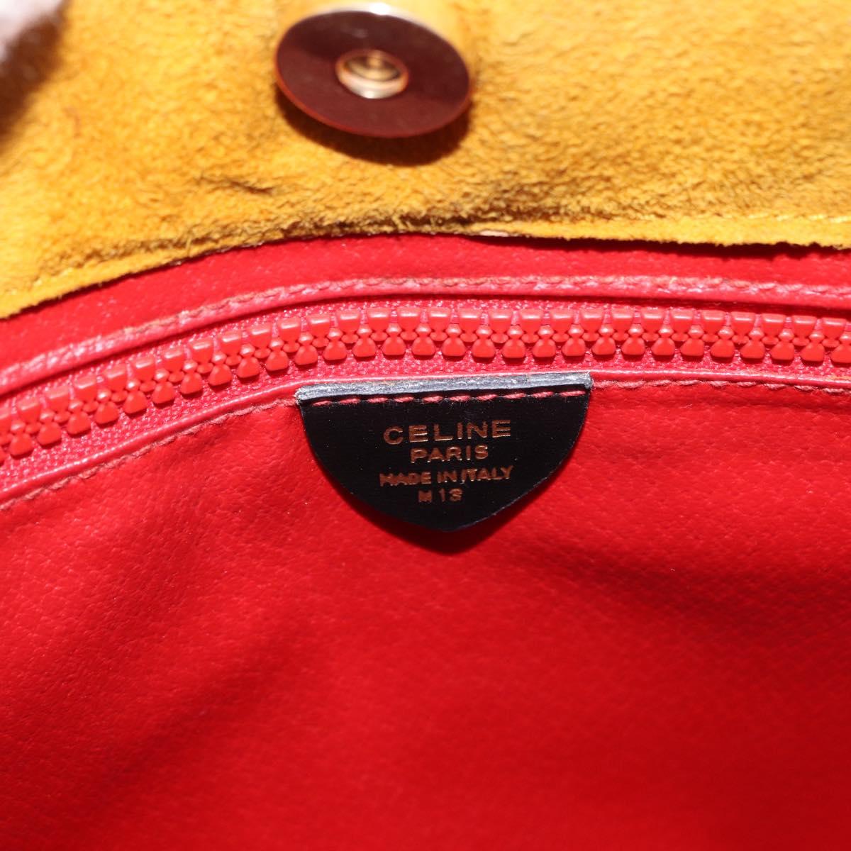 CELINE Tote Bag Suede Yellow Gold Auth ka6374