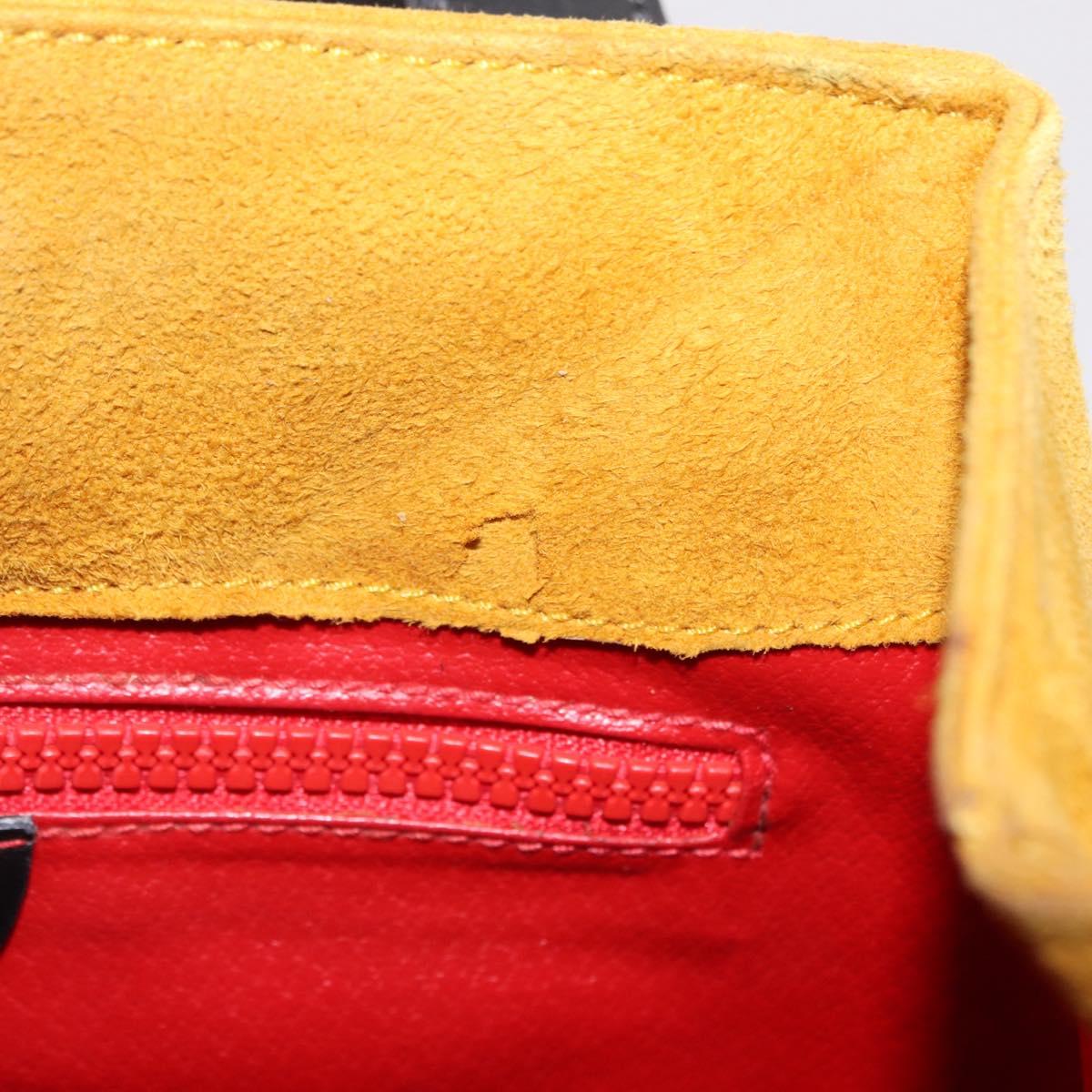 CELINE Tote Bag Suede Yellow Gold Auth ka6374