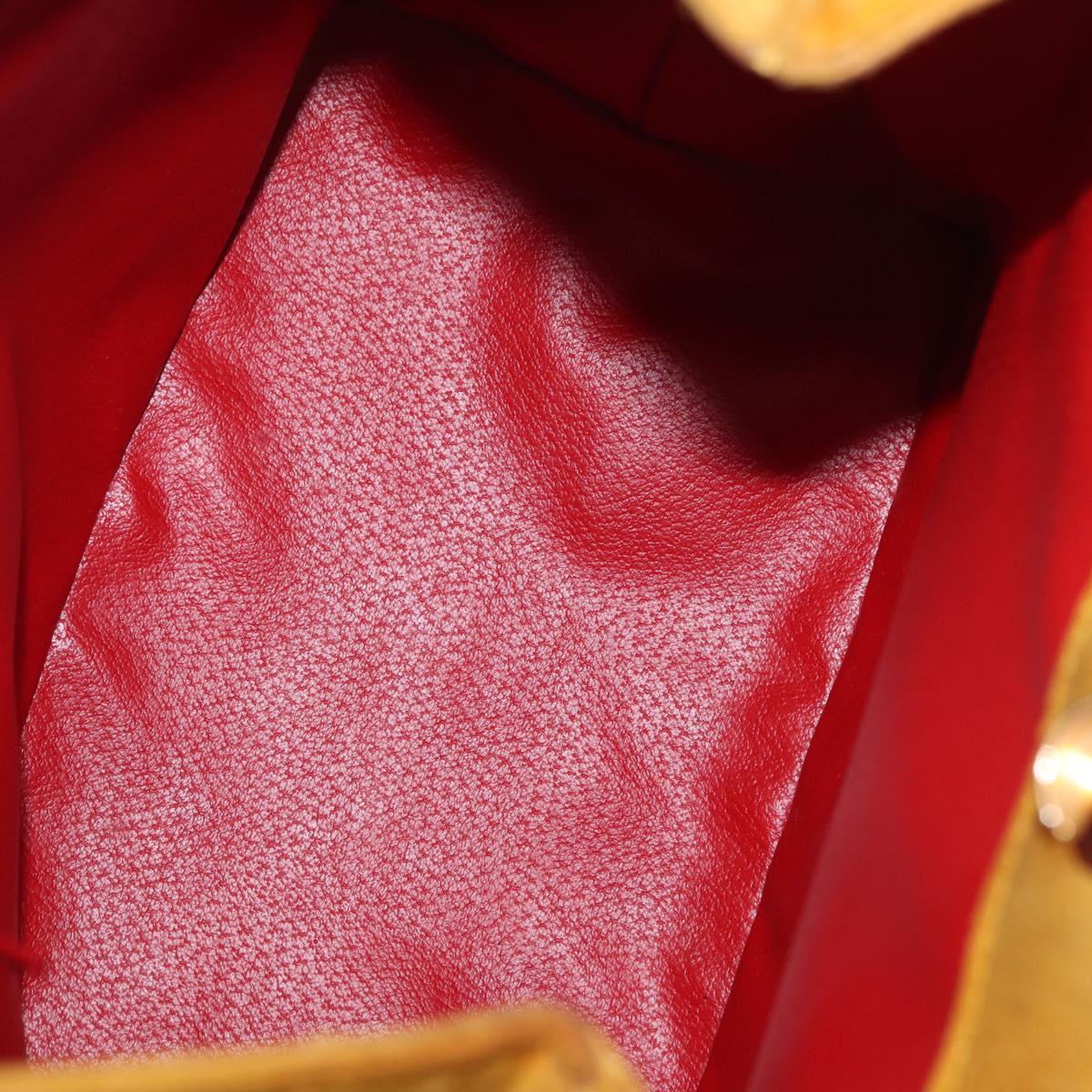 CELINE Tote Bag Suede Yellow Gold Auth ka6374