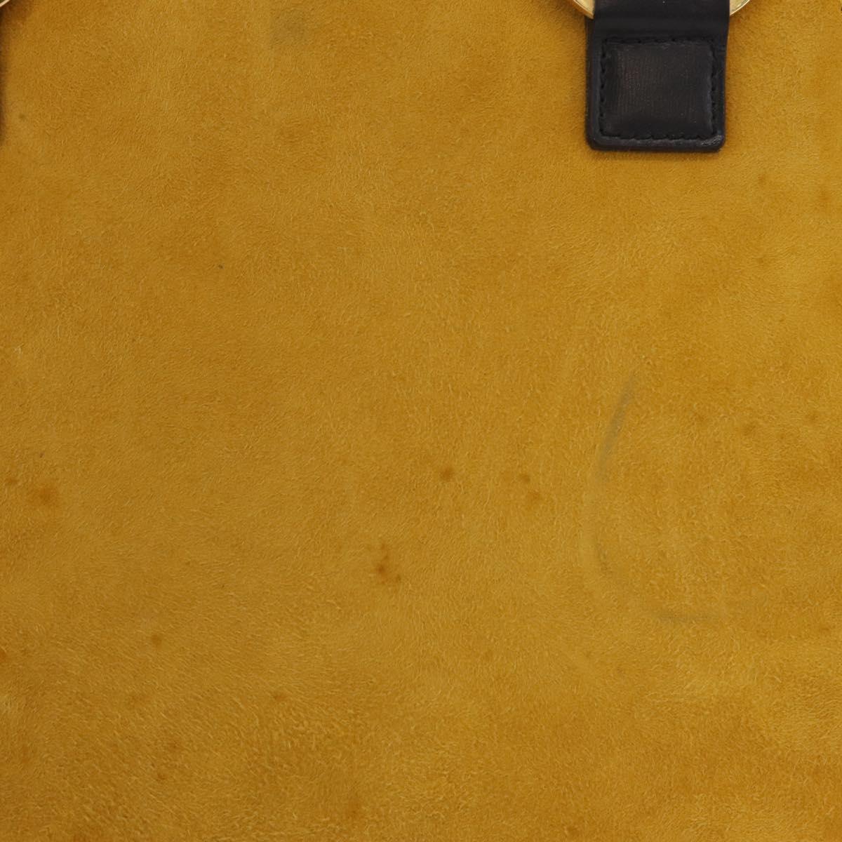 CELINE Tote Bag Suede Yellow Gold Auth ka6374