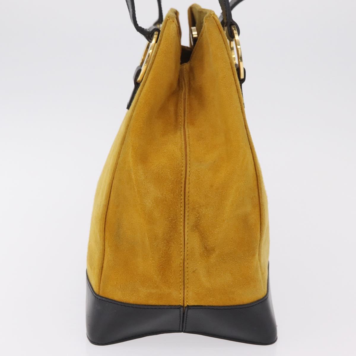 CELINE Tote Bag Suede Yellow Gold Auth ka6374