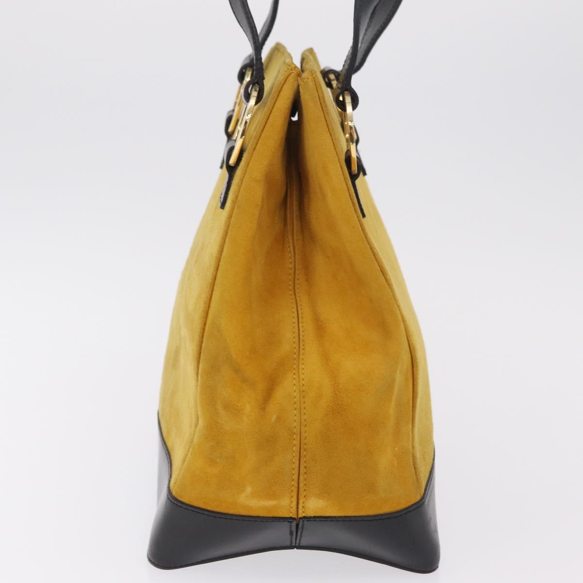 CELINE Tote Bag Suede Yellow Gold Auth ka6374