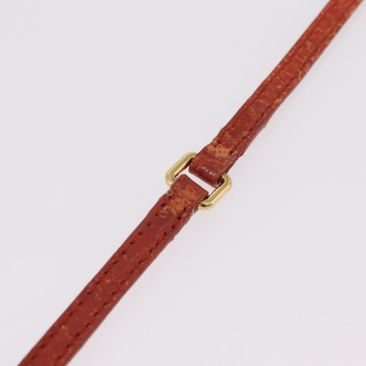 Miu Miu Shoulder Bag Leather Croco Embossed Orange Gold Auth ka6376