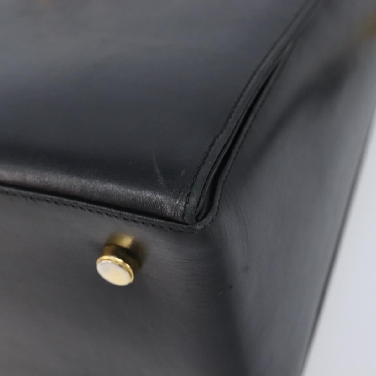Salvatore Ferragamo Gancini Hand Bag Leather 2way Black Gold Auth ka6377