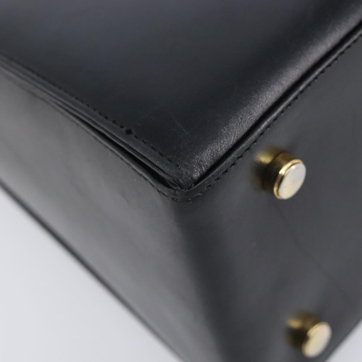 Salvatore Ferragamo Gancini Hand Bag Leather 2way Black Gold Auth ka6377