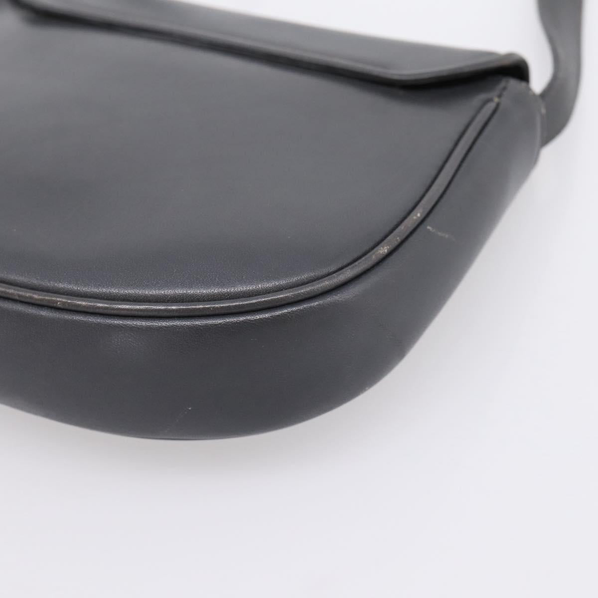 CELINE Shoulder Bag Leather Gray Gold Auth ka6378