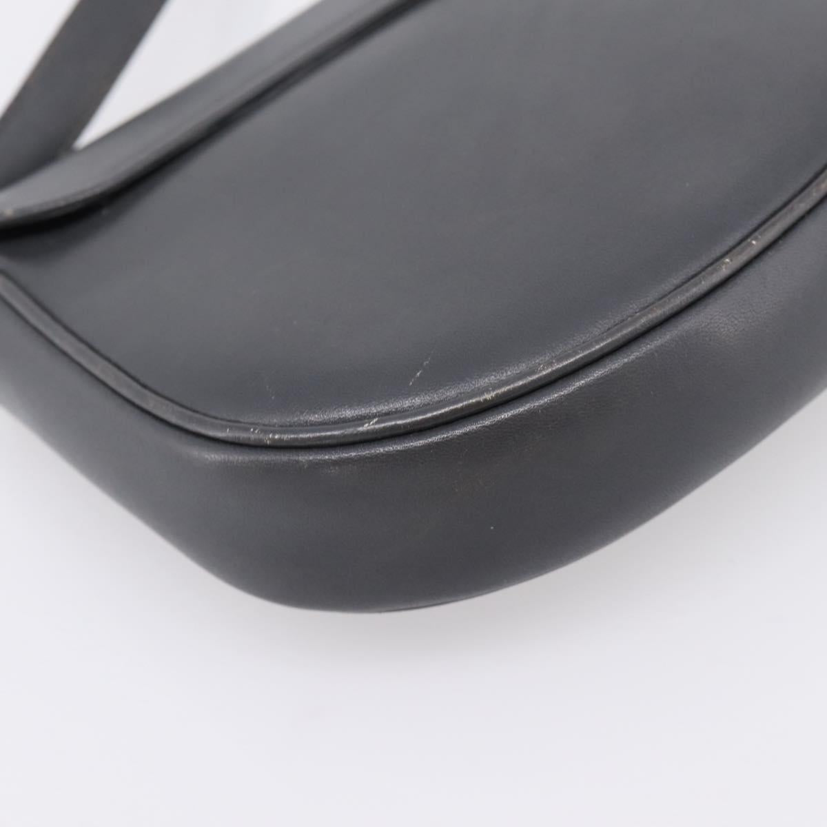 CELINE Shoulder Bag Leather Gray Gold Auth ka6378