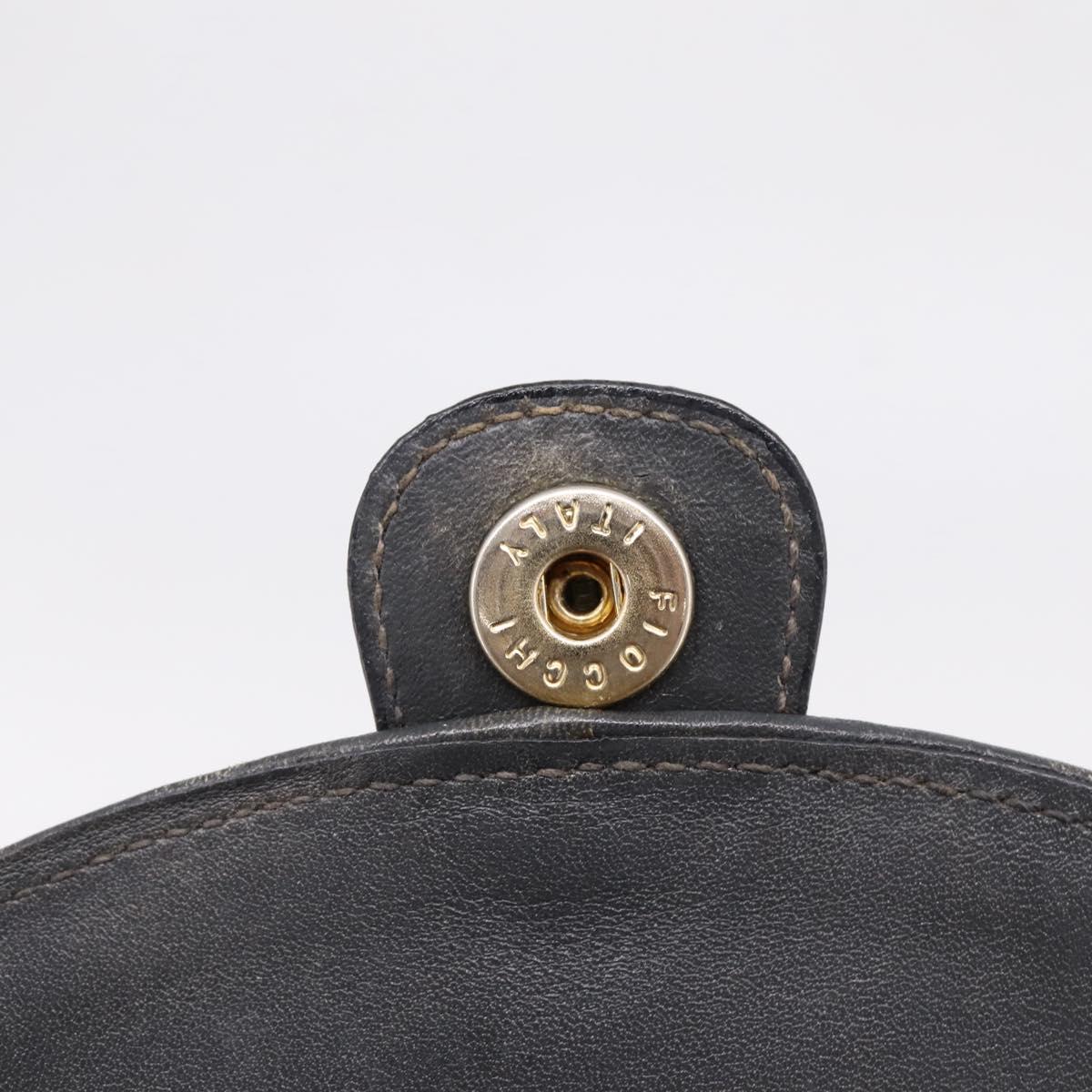 CELINE Shoulder Bag Leather Gray Gold Auth ka6378