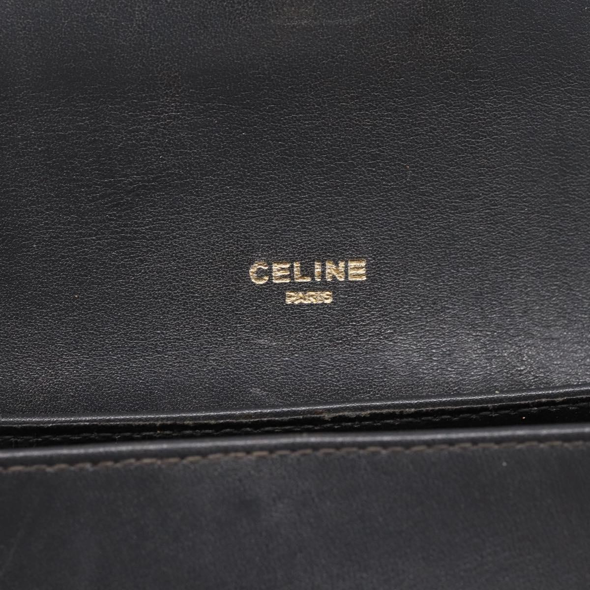 CELINE Shoulder Bag Leather Gray Gold Auth ka6378