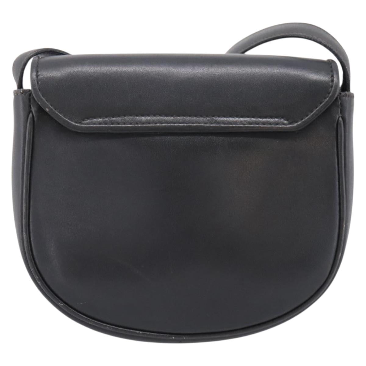 CELINE Shoulder Bag Leather Gray Gold Auth ka6378