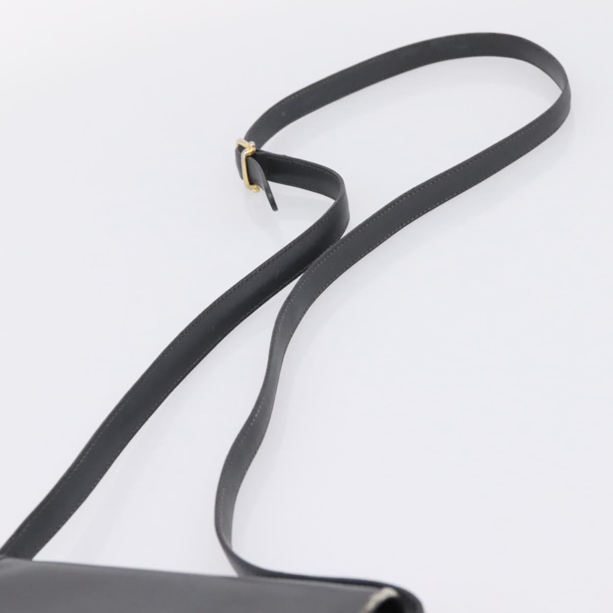CELINE Shoulder Bag Leather Gray Gold Auth ka6378