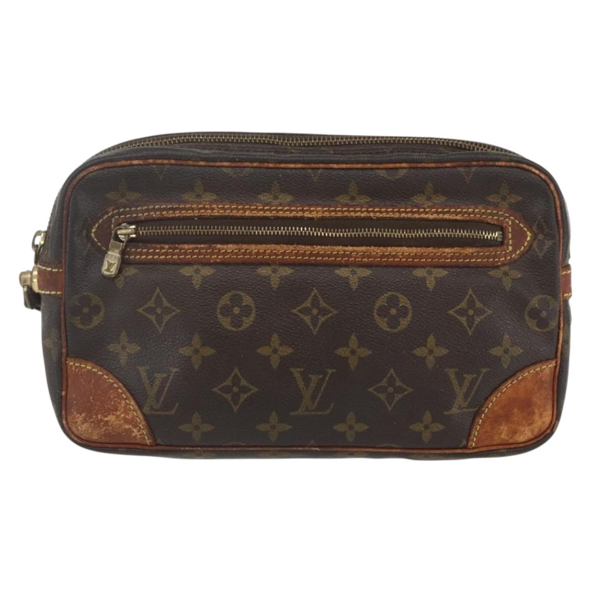 LOUIS VUITTON Monogram Clutch Bag 2 Set LV Auth ka638