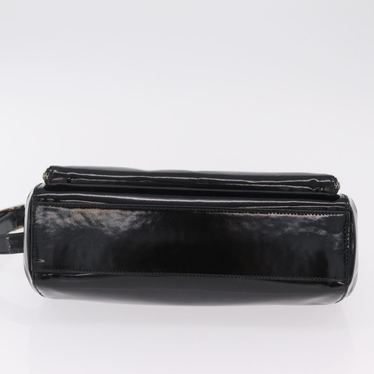 GUCCI Shoulder Bag Patent Leather Black Silver 001 2113 1677 Auth ka6380