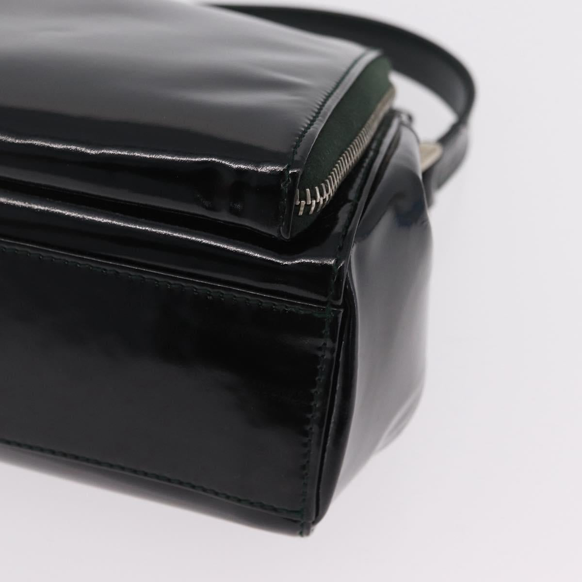 GUCCI Shoulder Bag Patent Leather Black Silver 001 2113 1677 Auth ka6380