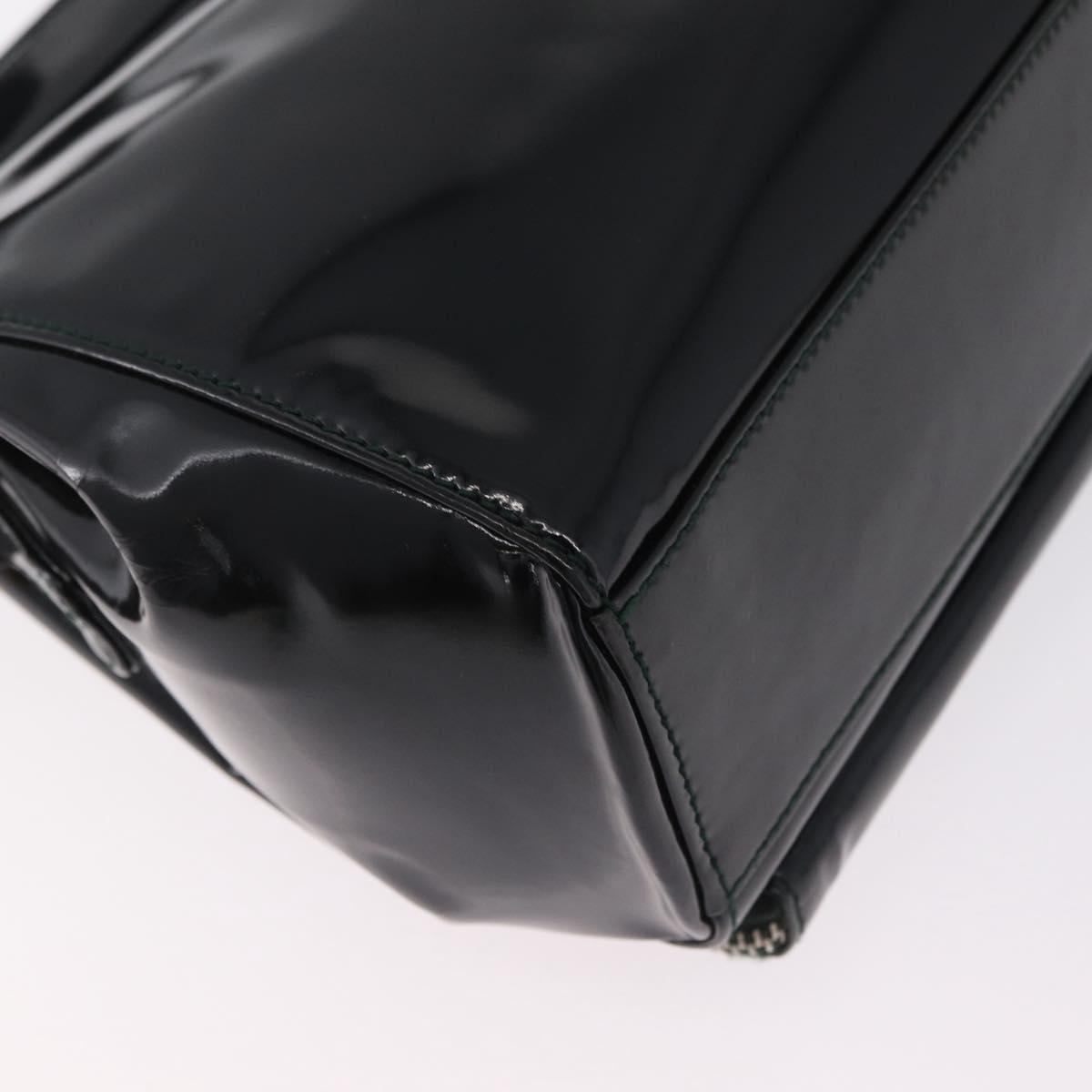 GUCCI Shoulder Bag Patent Leather Black Silver 001 2113 1677 Auth ka6380