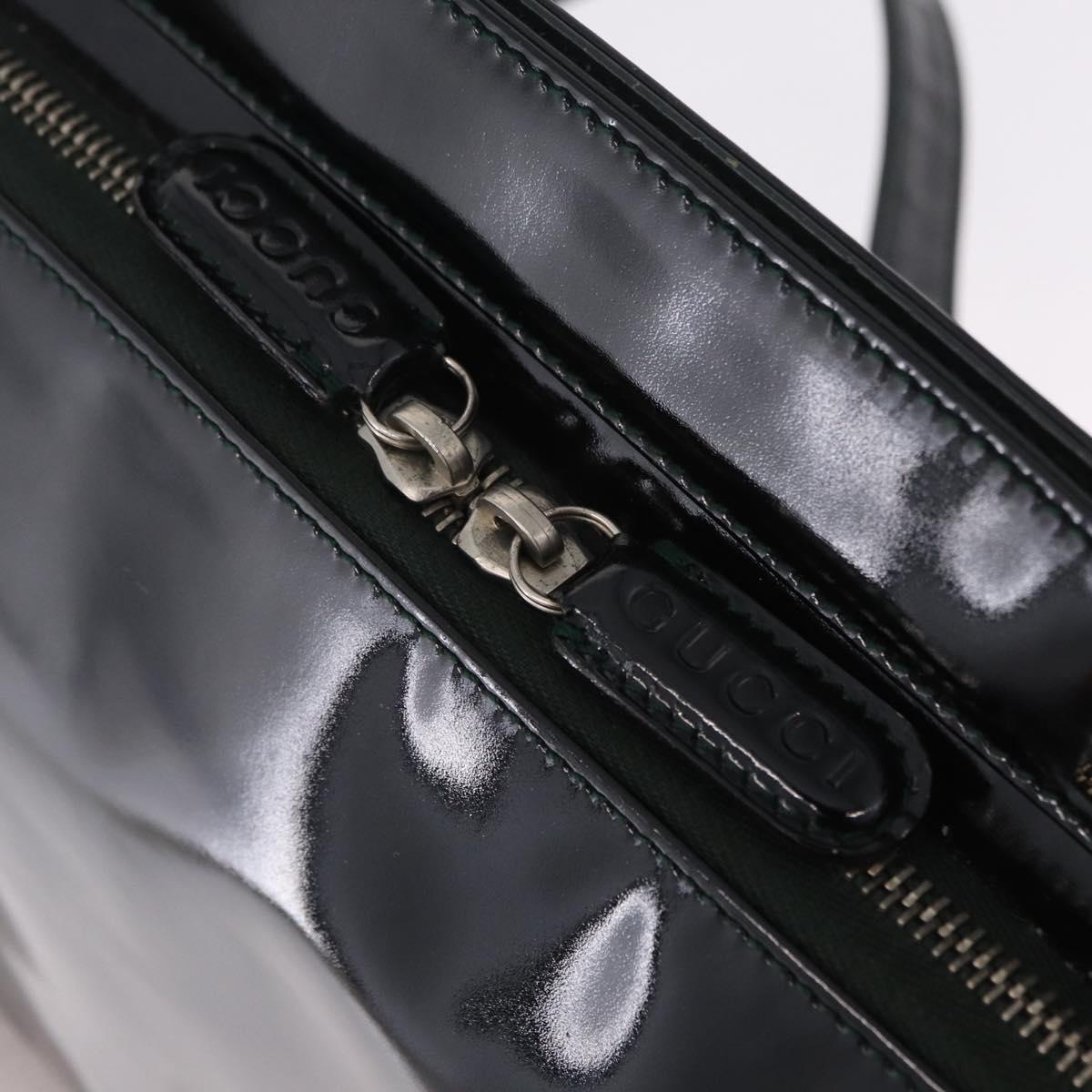 GUCCI Shoulder Bag Patent Leather Black Silver 001 2113 1677 Auth ka6380