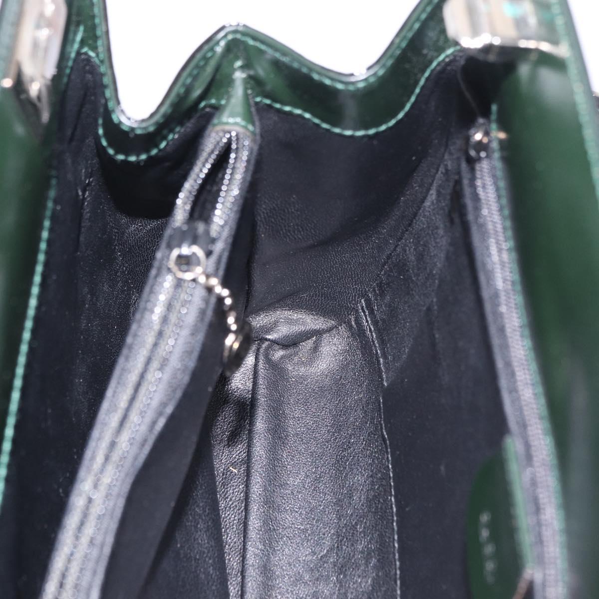 GUCCI Shoulder Bag Patent Leather Black Silver 001 2113 1677 Auth ka6380