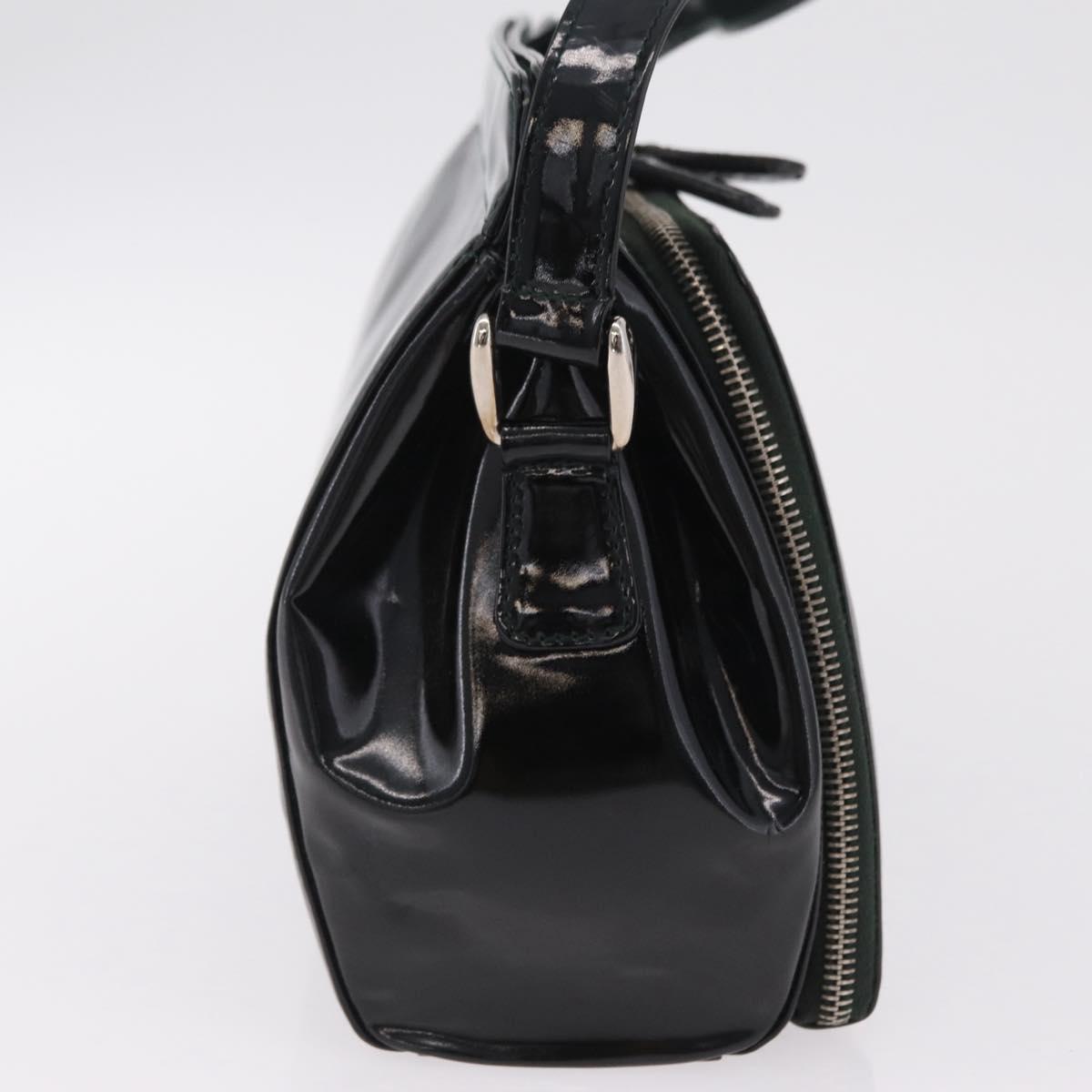 GUCCI Shoulder Bag Patent Leather Black Silver 001 2113 1677 Auth ka6380