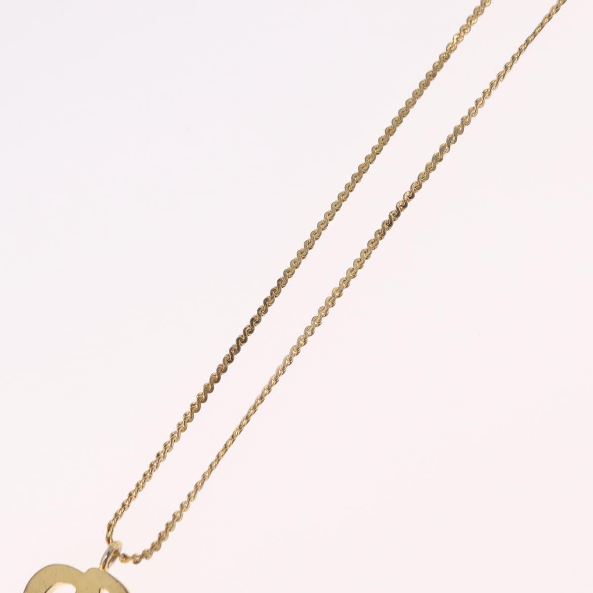Christian Dior Rhinestone Necklace Metal Gold Tone Auth ka6383
