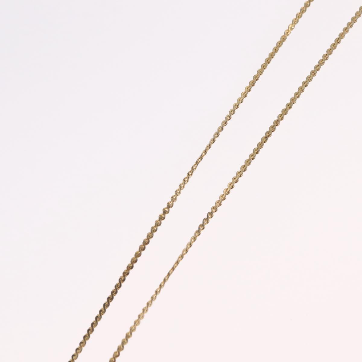 Christian Dior Rhinestone Necklace Metal Gold Tone Auth ka6383
