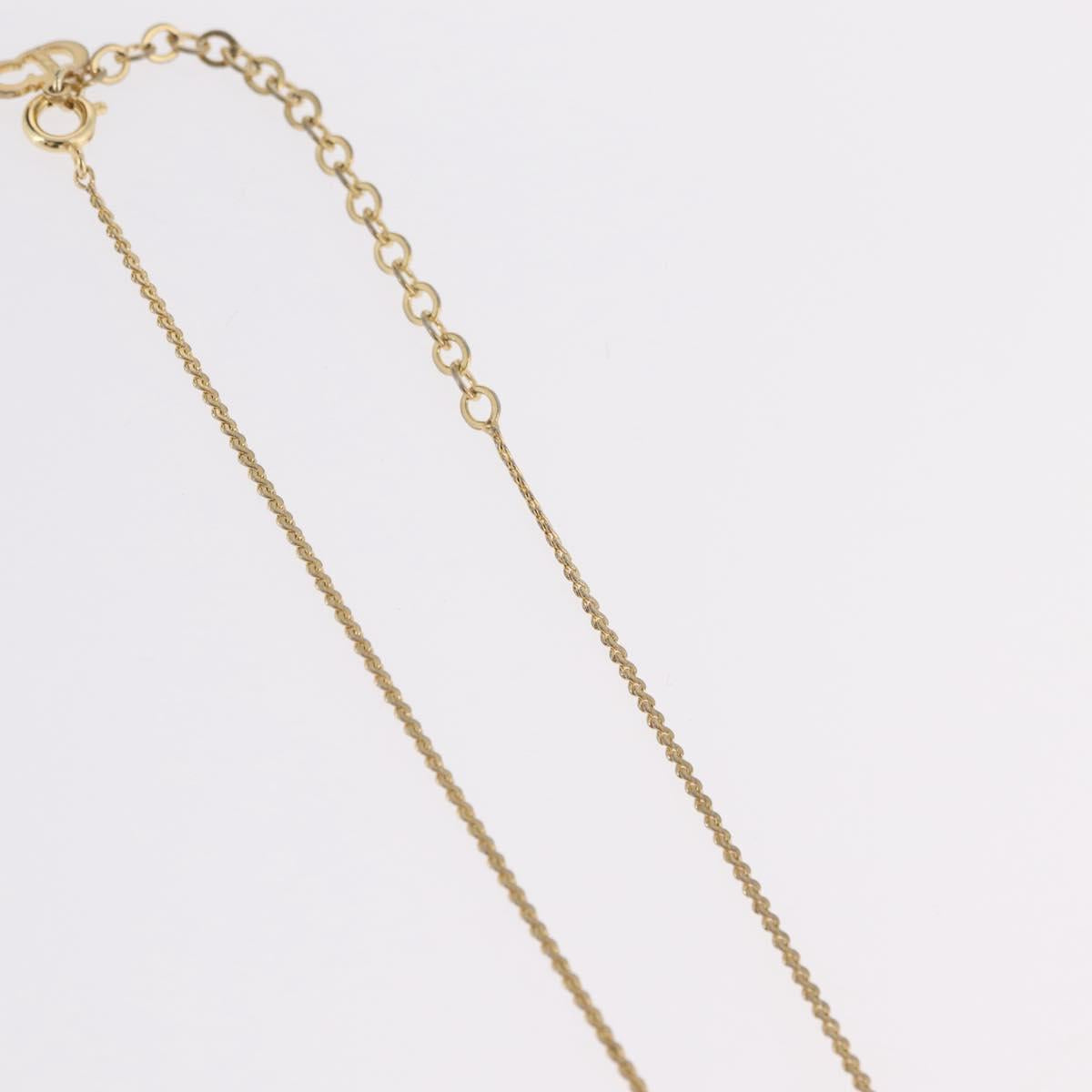 Christian Dior Rhinestone Necklace Metal Gold Tone Auth ka6383