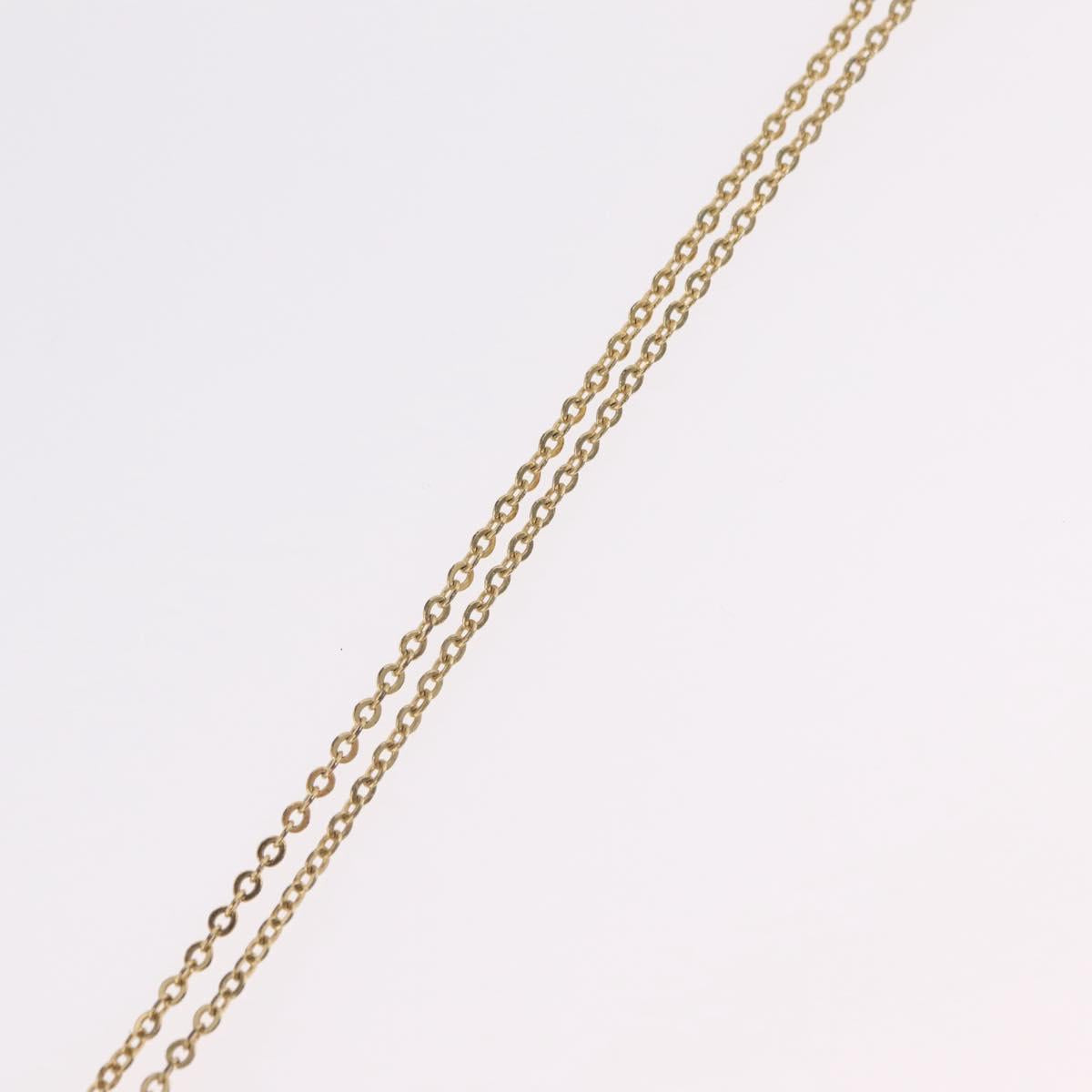 Christian Dior Rhinestone Necklace Metal Gold Tone Auth ka6386
