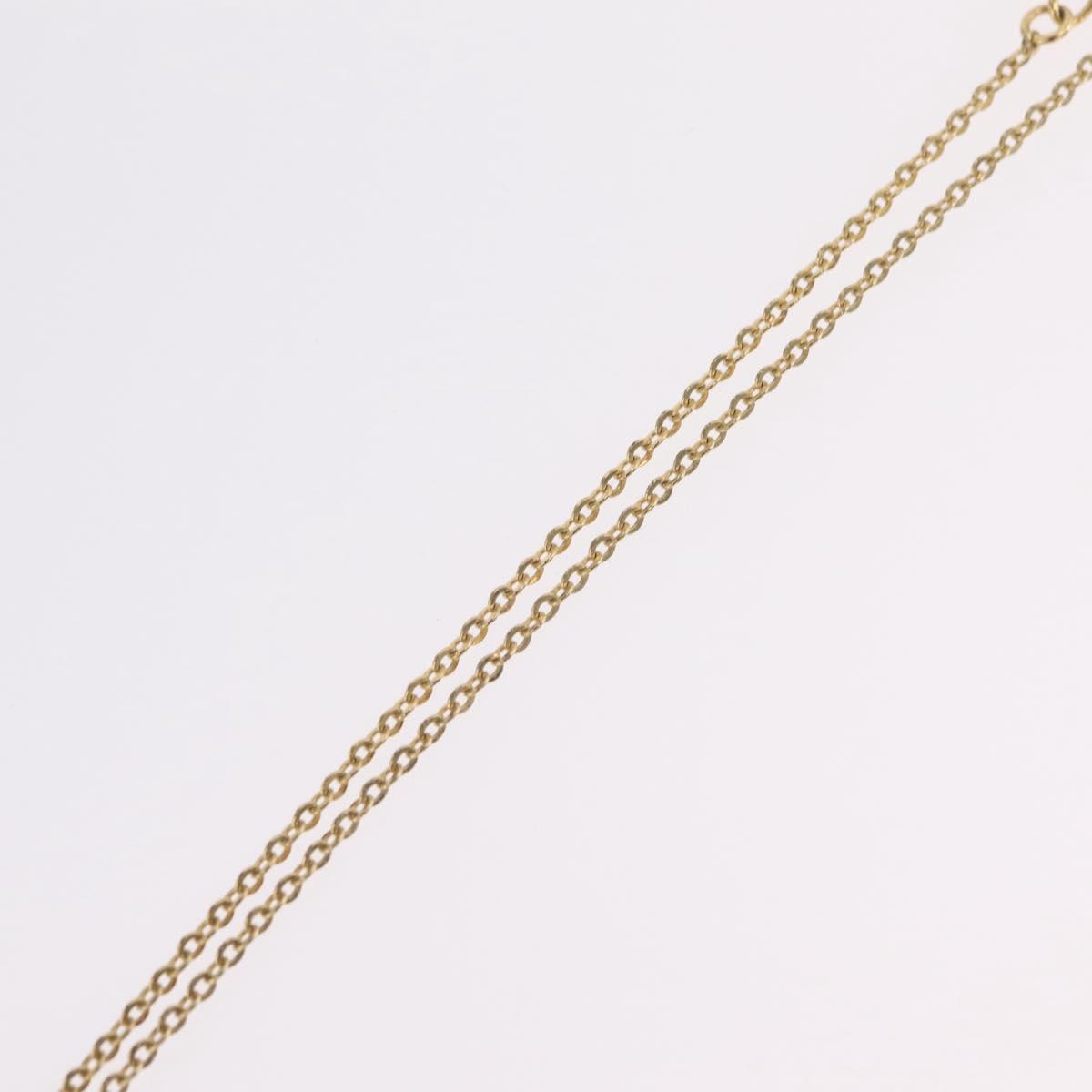 Christian Dior Rhinestone Necklace Metal Gold Tone Auth ka6386