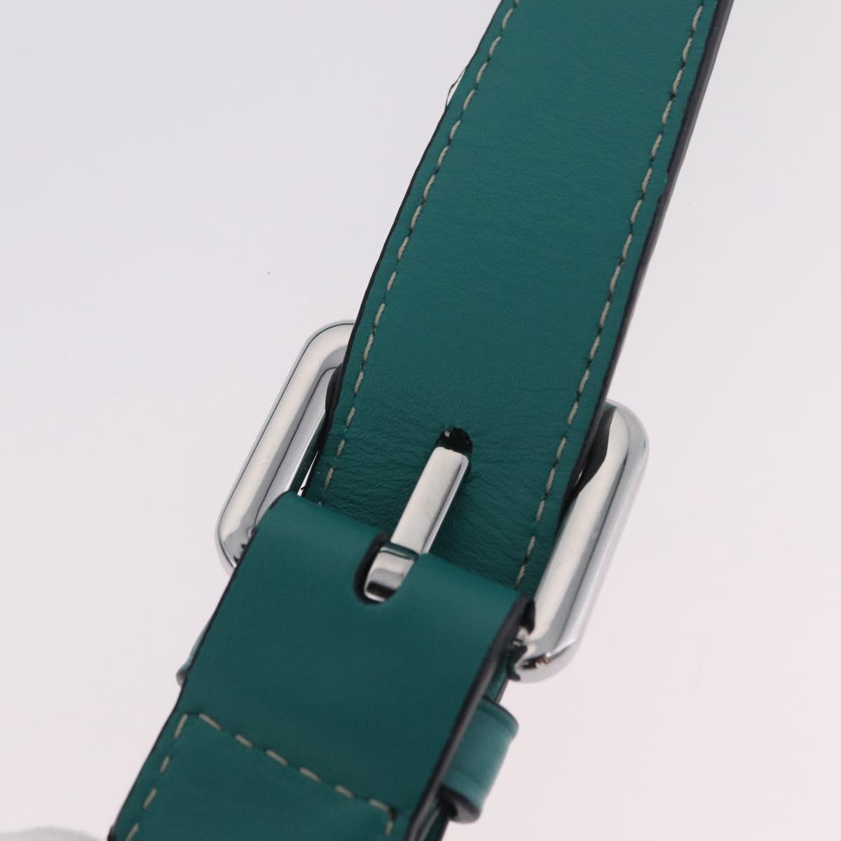 LOEWE Mini Gate Bag Shoulder Bag Leather Green Silver Auth ka6387M