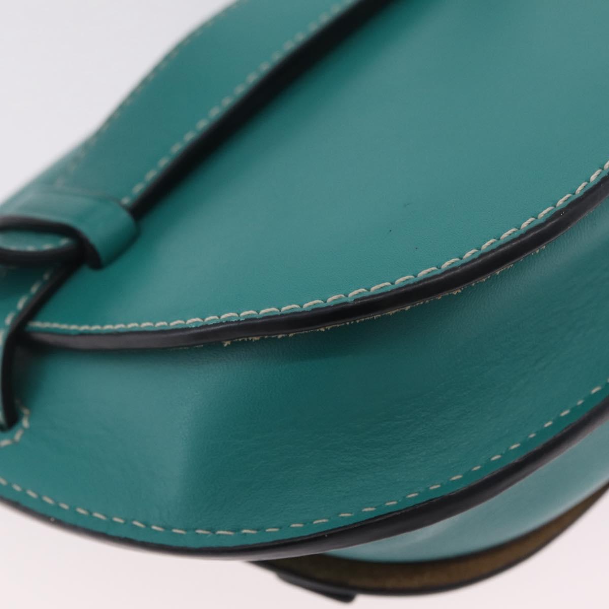 LOEWE Mini Gate Bag Shoulder Bag Leather Green Silver Auth ka6387M