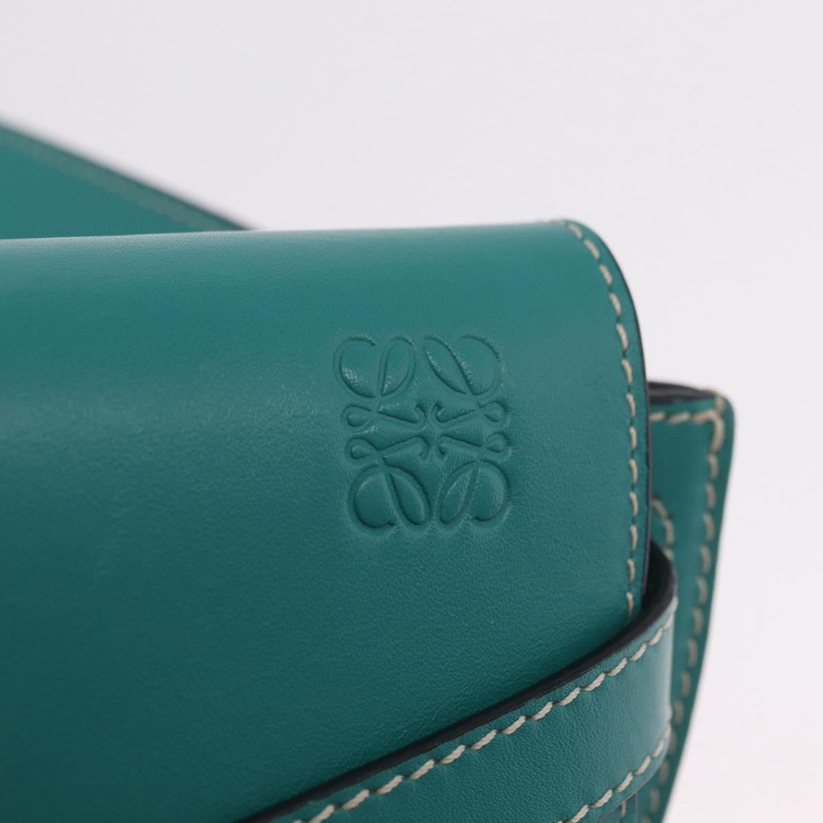 LOEWE Mini Gate Bag Shoulder Bag Leather Green Silver Auth ka6387M