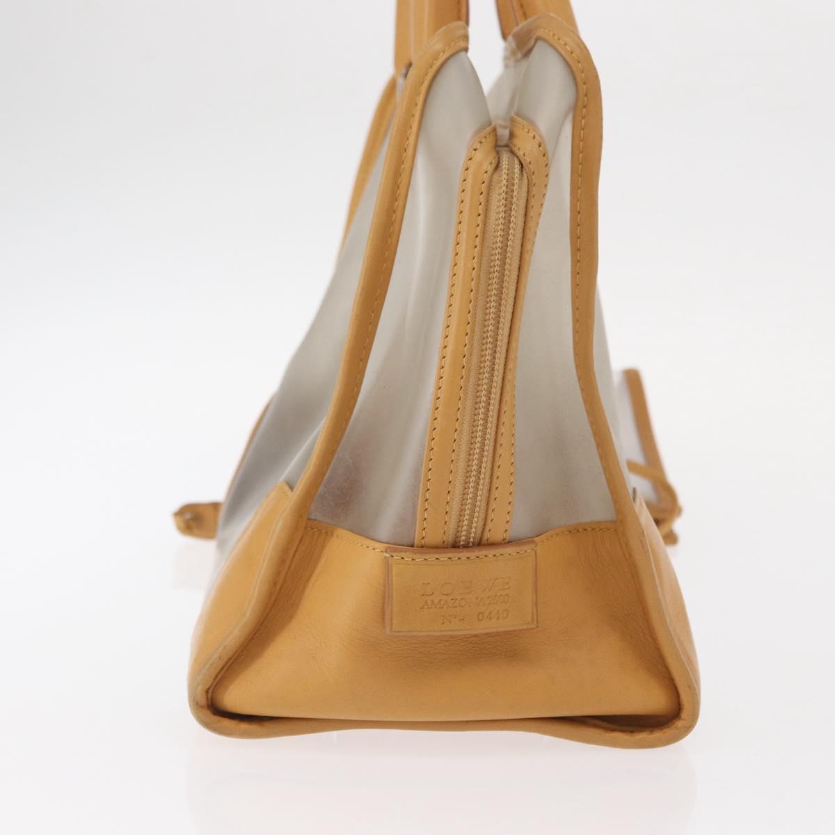 LOEWE Anagram Amazonas Hand Bag Vinyl Leather Clear Silver Auth ka639