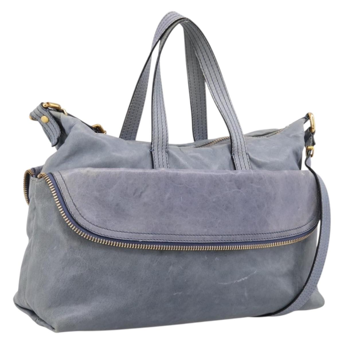 FENDI Hand Bag Leather 2way Purple Gold YX1 2461 Auth ka6396